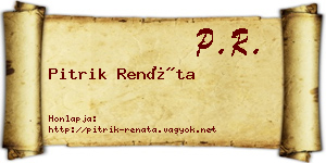 Pitrik Renáta névjegykártya