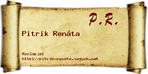 Pitrik Renáta névjegykártya